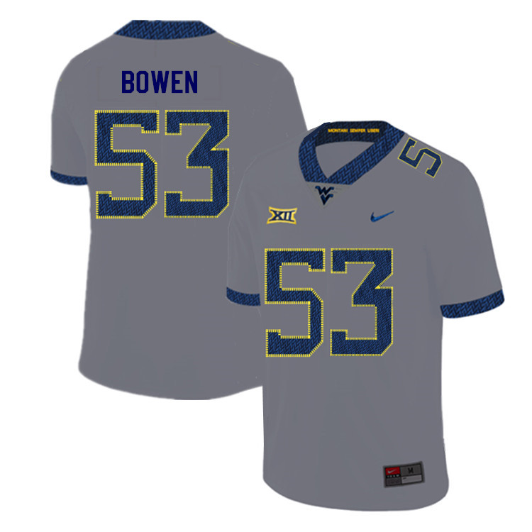 NCAA Men's Roemeo Bowen West Virginia Mountaineers Gray #53 Nike Stitched Football College 2019 Authentic Jersey FP23X06GX